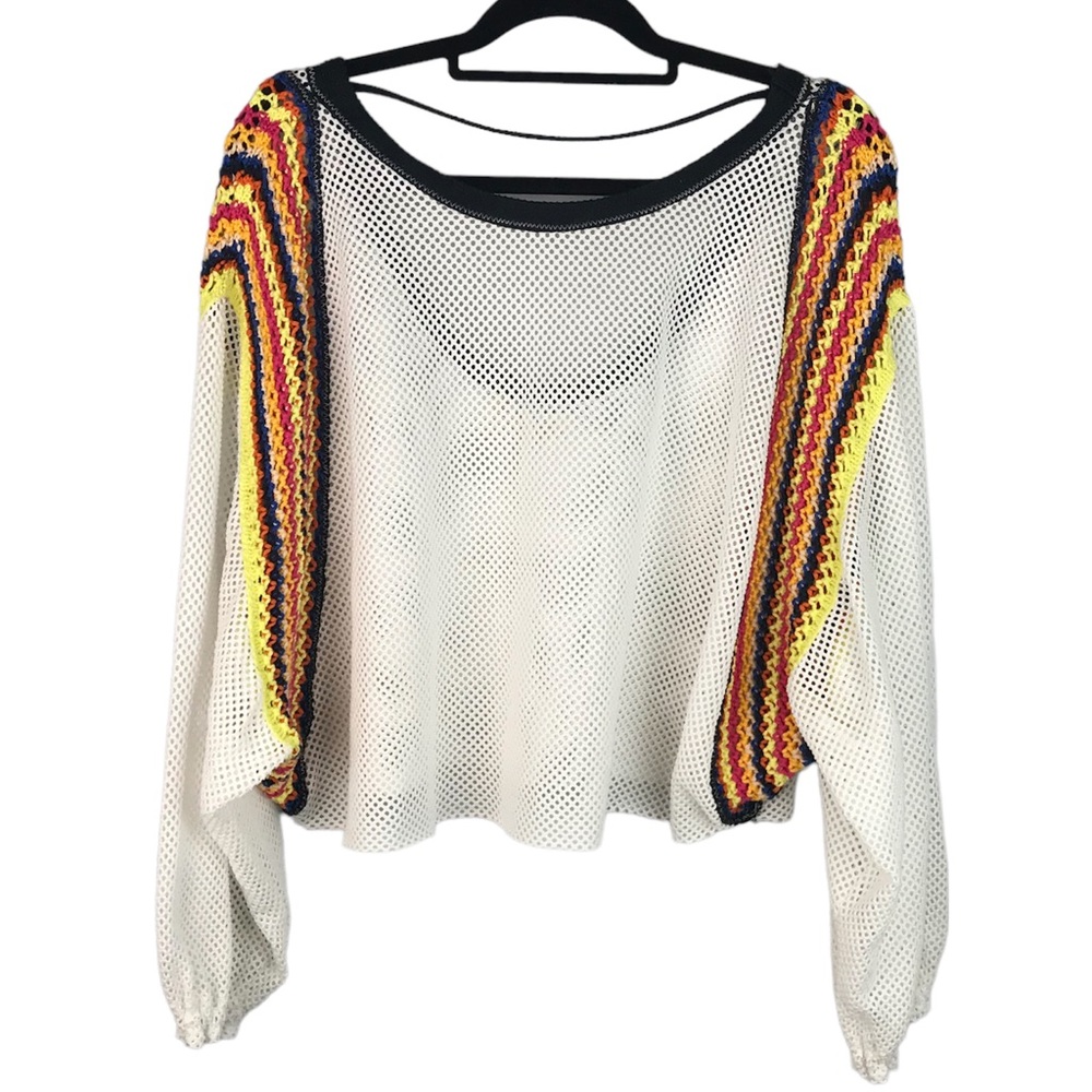 We the free women’s oversized mesh and knit top size medium